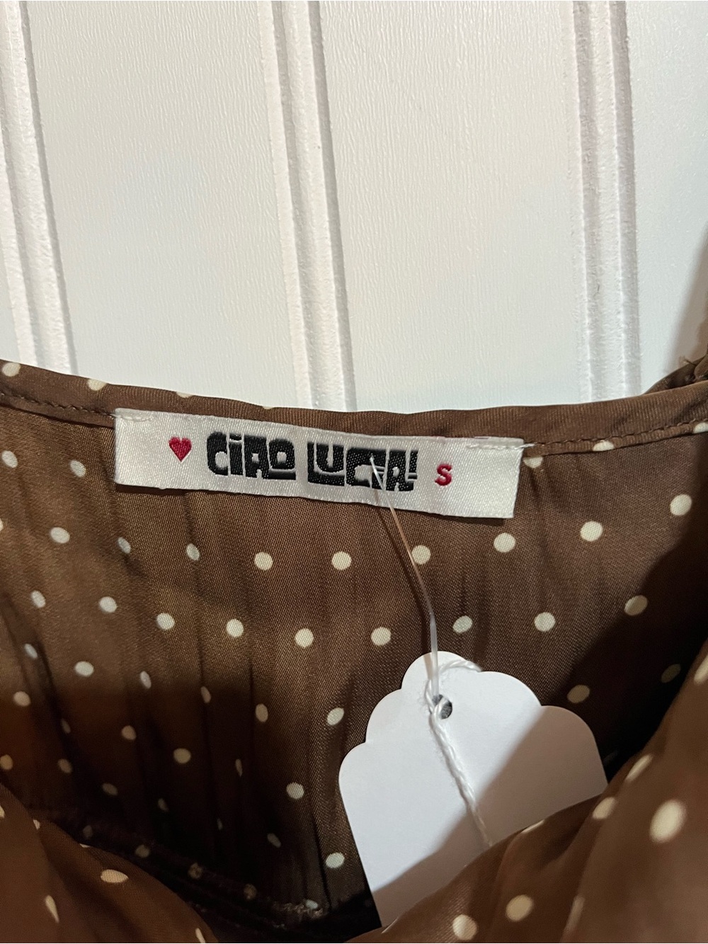Ciao Lucia Brown Polka Dot Midi Slip Dress - Picture 5 of 6